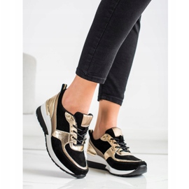 Deportivas piel negra y dorada VINCEZA negro dorado 1
