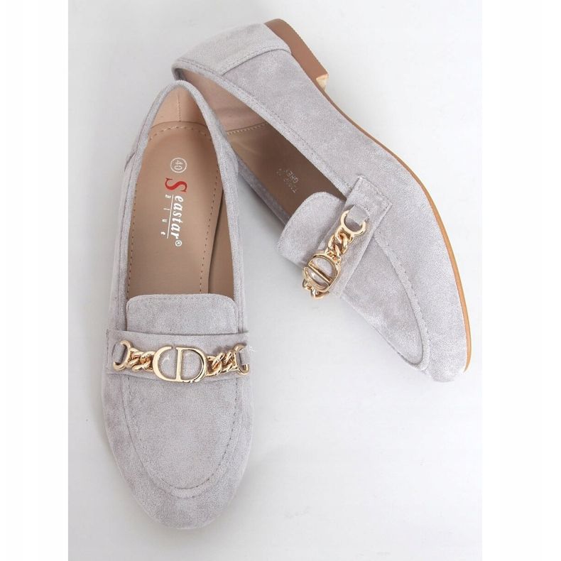 Gris Mocasines grises de mujer T393P Gris 1