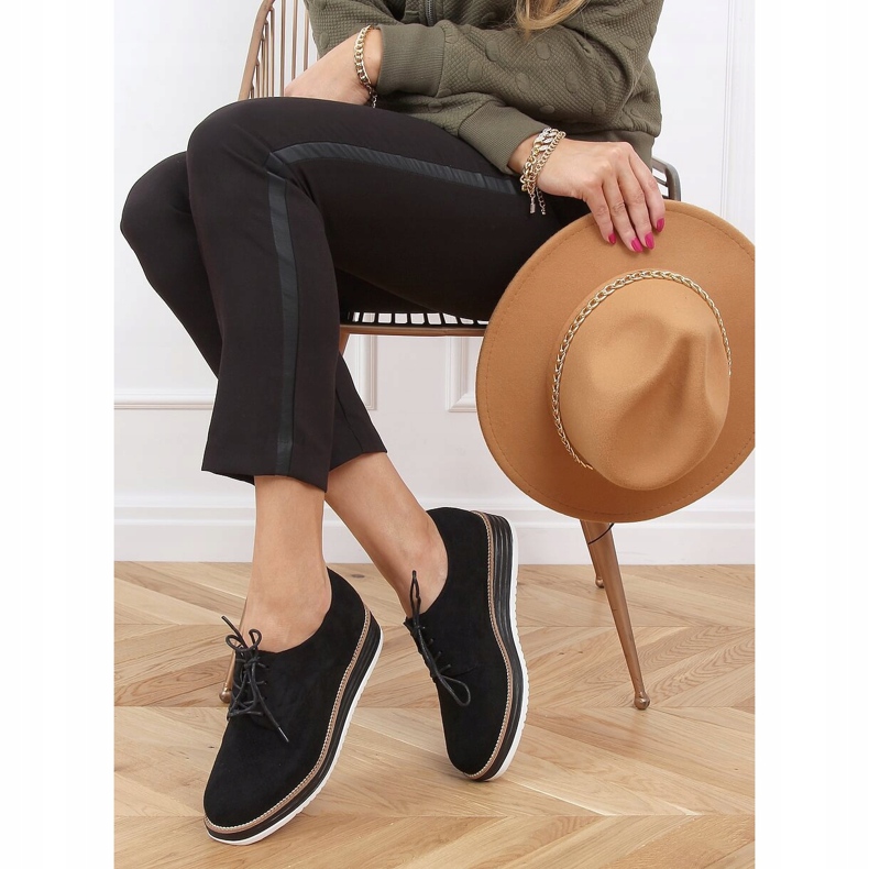 Black Mocasines con cordones de mujer 8988-45 Black negro 2