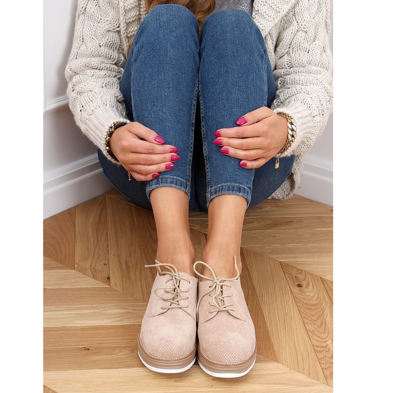 Mocasines con cordones de mujer beige 8988-45 Beige 2 Mocasines con cordones de mujer beige 8988-45 Beige 2