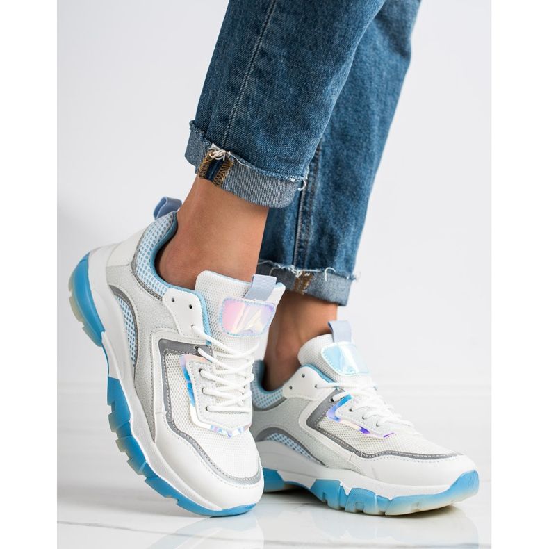 Ideal Shoes Zapatillas con aplicación de purpurina blanco multicolor 2 Ideal Shoes Zapatillas con aplicación de purpurina blanco multicolor 2