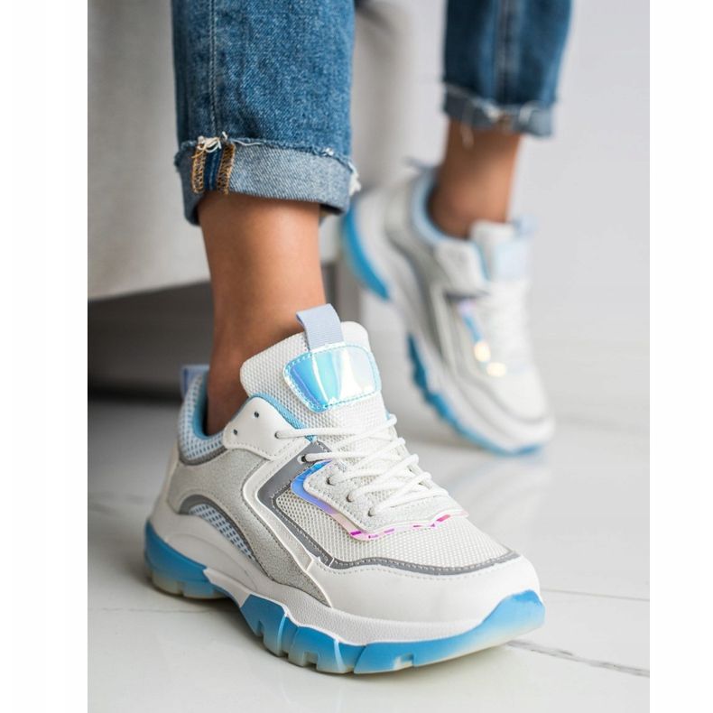 Ideal Shoes Zapatillas con aplicación de purpurina blanco multicolor 1