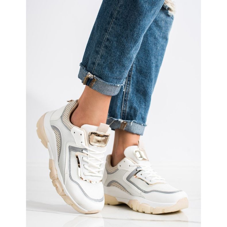 Ideal Shoes Zapatillas con aplicación de purpurina blanco multicolor 1 Ideal Shoes Zapatillas con aplicación de purpurina blanco multicolor 1