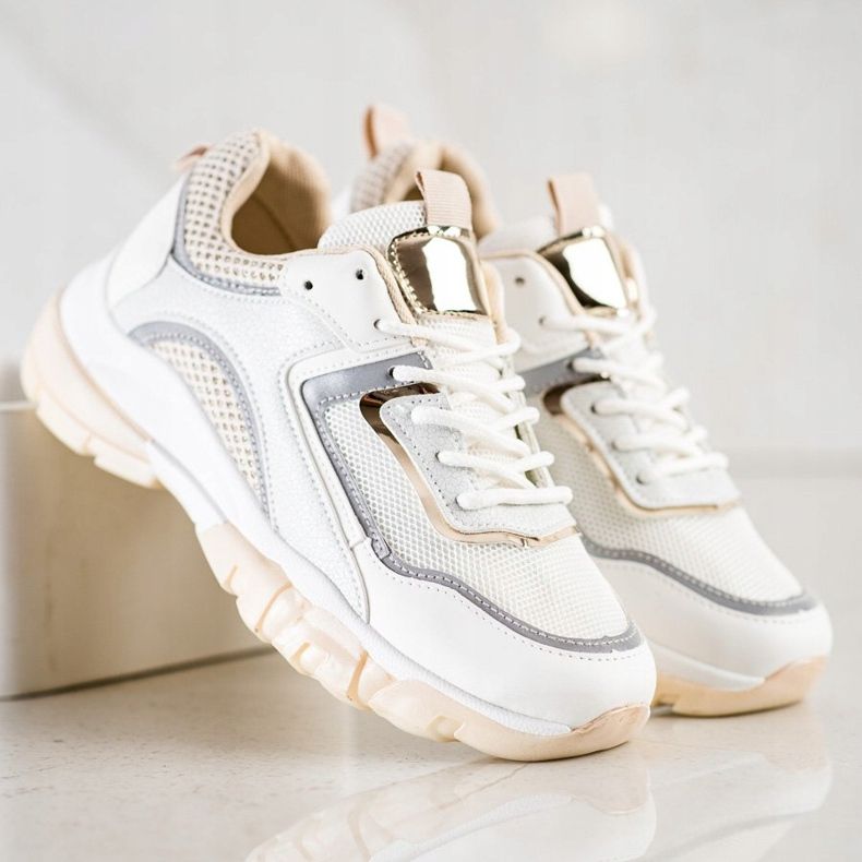 Ideal Shoes Zapatillas con aplicación de purpurina blanco multicolor 2 Ideal Shoes Zapatillas con aplicación de purpurina blanco multicolor 2