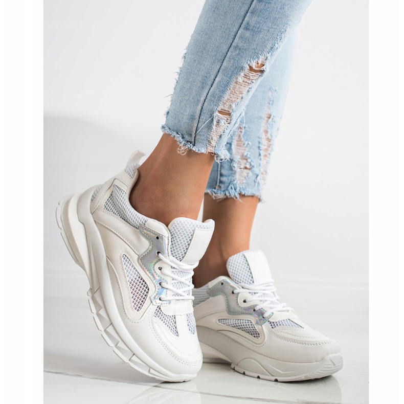 SHELOVET Zapatillas blancas en la plataforma blanco 1