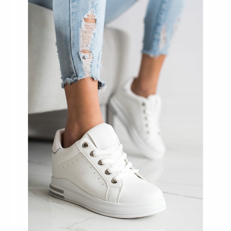 SHELOVET Zapatillas de cuña blancas blanco 1