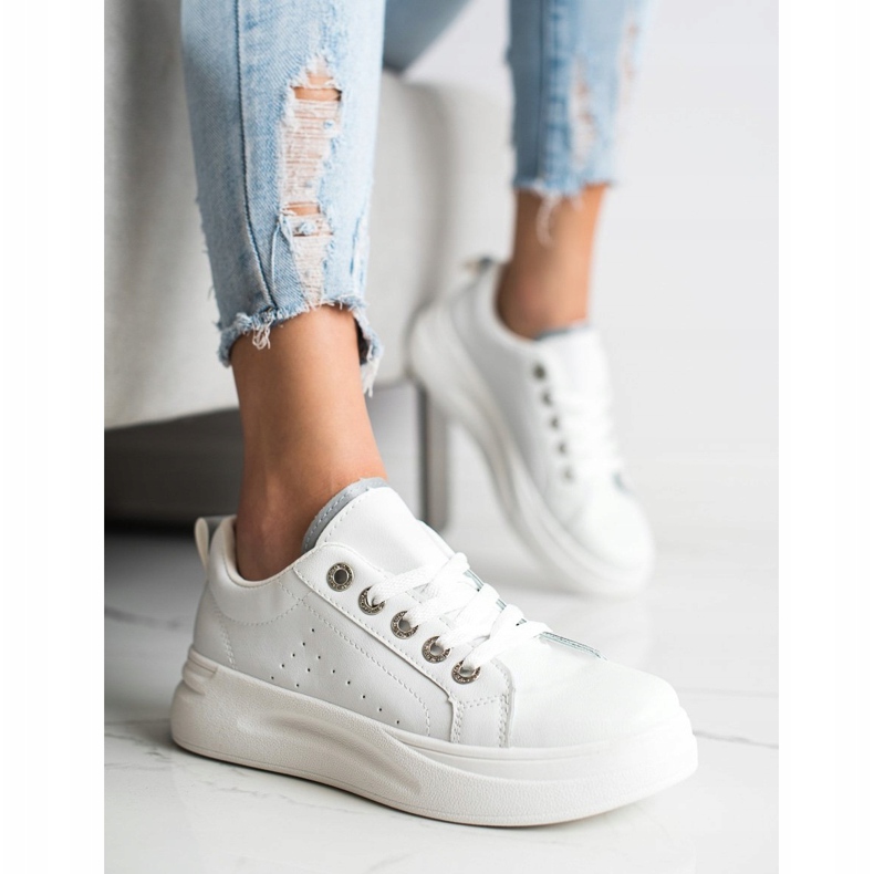 SHELOVET Zapatillas de moda en la plataforma blanco 1