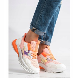 SHELOVET Zapatillas de moda 70303 blanco naranja 1