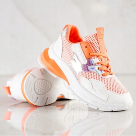 SHELOVET Zapatillas de moda 70303 blanco naranja 2