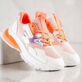 SHELOVET Zapatillas de moda 70303 blanco naranja 3