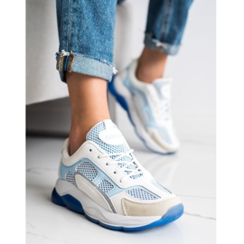 Via Giulia  Zapatillas de deporte con purpurina a la moda blanco azul 2
