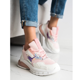 SHELOVET Zapatillas de moda blanco rosado 1