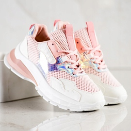SHELOVET Zapatillas de moda blanco rosado 3