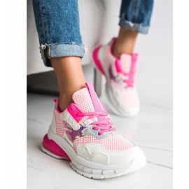 SHELOVET Zapatillas de moda blanco rosado 2