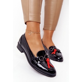 Mocasines Mujer Elegante Vinceza 10585 Lacado Negro rojo 4