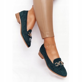 Mocasines de mujer elegantes Vinceza 10585 Suede Green verde dorado 3