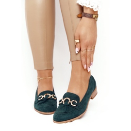 Mocasines de mujer elegantes Vinceza 10585 Suede Green verde dorado 6