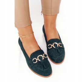 Mocasines de mujer elegantes Vinceza 10585 Suede Green verde dorado 4