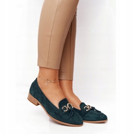Mocasines de mujer elegantes Vinceza 10585 Suede Green verde dorado 5