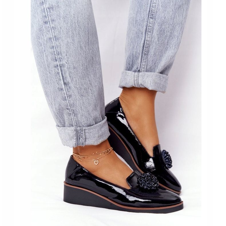 Zapatos Elegantes Con Cuña Vinceza 10580 Lacado Negro 2