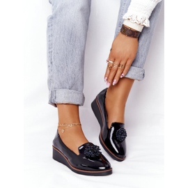 Zapatos Elegantes Con Cuña Vinceza 10580 Lacado Negro 4