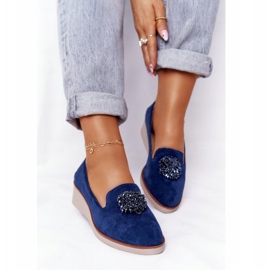 Zapatos Cuña Elegantes Vinceza 10580 Ante Azul Marino 6