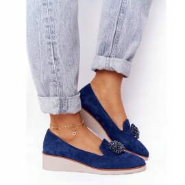 Zapatos Cuña Elegantes Vinceza 10580 Ante Azul Marino 3