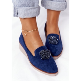 Zapatos Cuña Elegantes Vinceza 10580 Ante Azul Marino 2