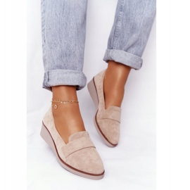 Elegantes Zapatos Cuña Vinceza 10599 Ante Beige 2