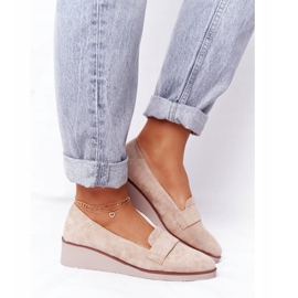 Elegantes Zapatos Cuña Vinceza 10599 Ante Beige 5
