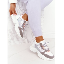 EVE Zapatillas de mujer en una suela masiva Power White blanco gris 3