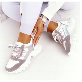 EVE Zapatillas de mujer en una suela masiva Power White blanco gris 4