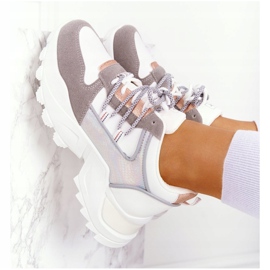 EVE Zapatillas de mujer en una suela masiva Power White blanco gris 6