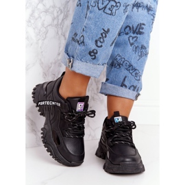 EVE Zapatillas de mujer en una suela de risa negra masiva negro 1