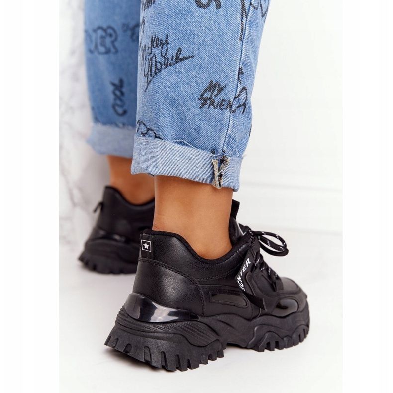 EVE Zapatillas de mujer en una suela de risa negra masiva negro 2