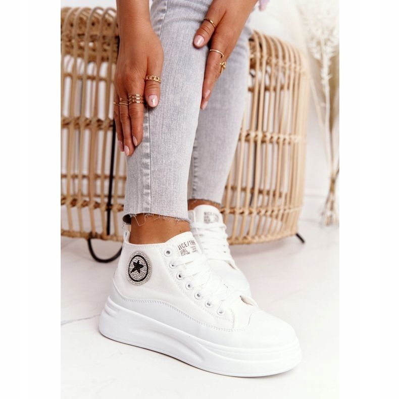 Zapatillas altas de mujer en la plataforma White Nice Girl blanco 2