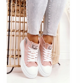 Zapatillas altas para mujer en la plataforma Pink Nice Girl blanco rosado 5