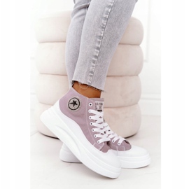 Zapatillas altas para mujer en la plataforma gris Nice Girl blanco 1