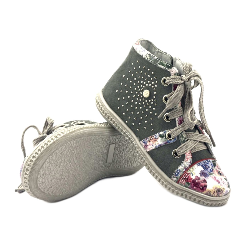 Botas, zapatos para niños con pedrería Bartek 87254 rosado gris 3