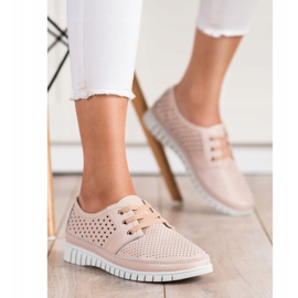 Kylie Brogues de cuero en la plataforma rosado 2