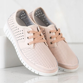Kylie Brogues de cuero en la plataforma rosado 5