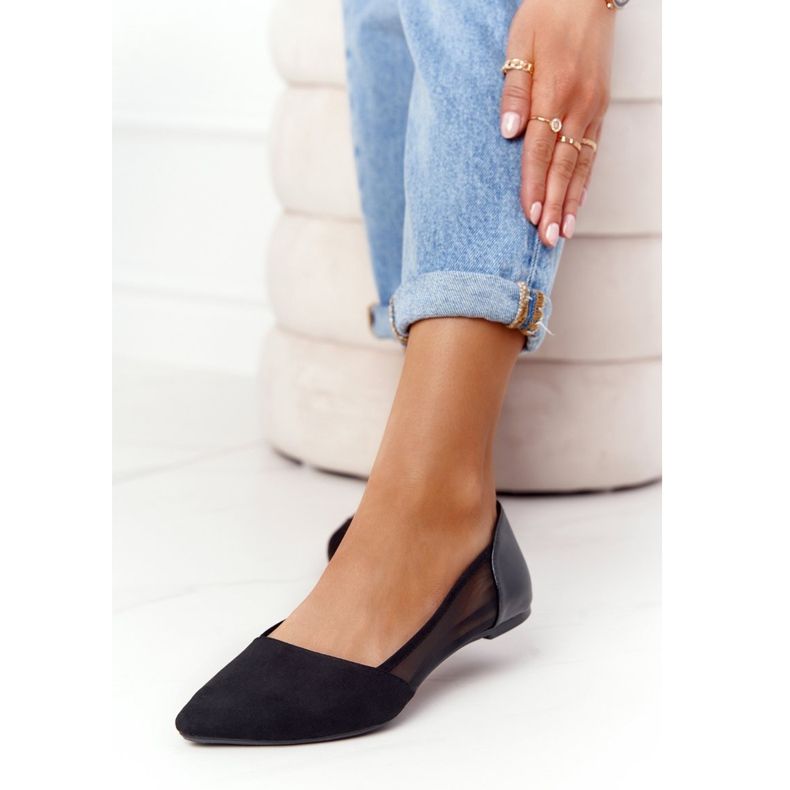 Bailarinas de ante negras en Spitz con red negro 2