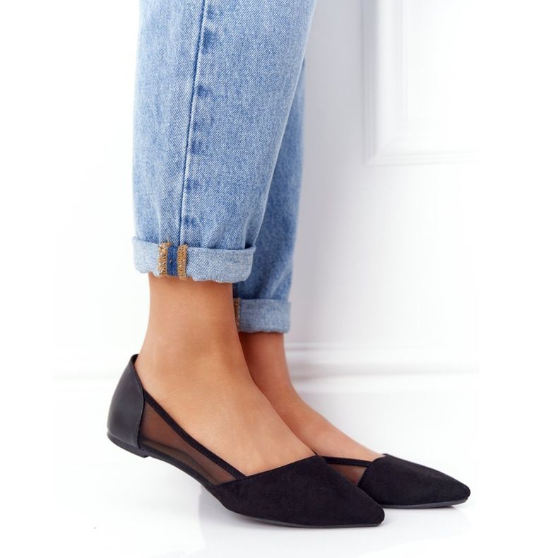 Bailarinas de ante negras en Spitz con red negro 1