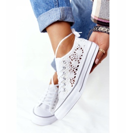 FB2 Zapatos deportivos Candice de encaje blanco para mujer 3