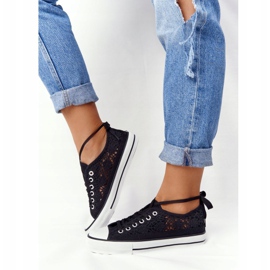 FB2 Zapatos deportivos Candice de encaje negro para mujer 6