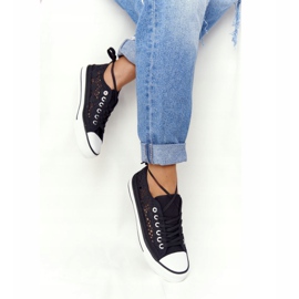FB2 Zapatos deportivos Candice de encaje negro para mujer 3