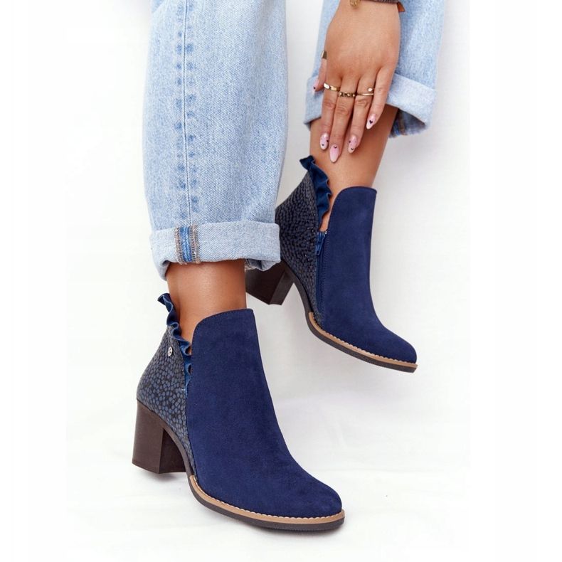 Botas de piel de mujer con tacón alto Maciejka Azul marino 04833-17 2