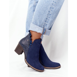 Botas de piel de mujer con tacón alto Maciejka Azul marino 04833-17 5