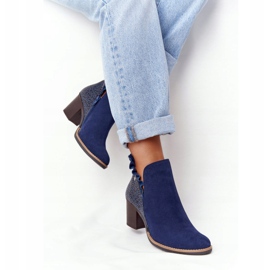 Botas de piel de mujer con tacón alto Maciejka Azul marino 04833-17 4