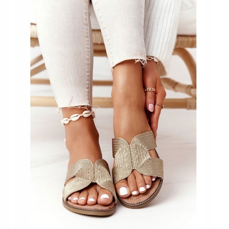 S.Barski Pantuflas de Mujer Elegantes S. Barski Gold beige dorado 1